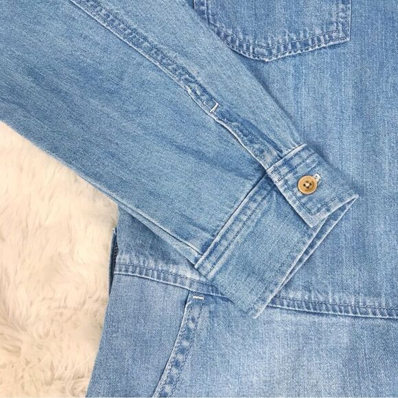 OUTERKNOWN Wyatt Long Sleeve Button Front Denim Jumpsuit Blue Size Medium New - Picture 7 of 15